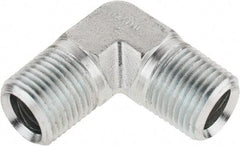 Parker - 1/2 Male Thread, Zinc Plated Steel Industrial Pipe 90° Male Elbow - MNPTF, 6,000 psi - Eagle Tool & Supply