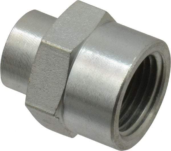 Parker - 3/8 x 1/8 Female Thread, Zinc Plated Steel Industrial Pipe Coupling - FNPTF, 6,000 psi - Eagle Tool & Supply