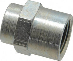 Parker - 3/8 x 1/4 Female Thread, Zinc Plated Steel Industrial Pipe Coupling - FNPTF, 6,000 psi - Eagle Tool & Supply