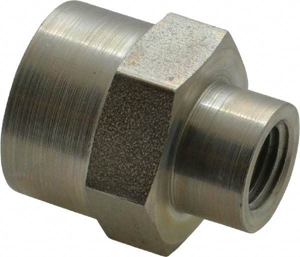 Parker - 1/2 x 1/4 Female Thread, Zinc Plated Steel Industrial Pipe Coupling - FNPTF, 5,000 psi - Eagle Tool & Supply
