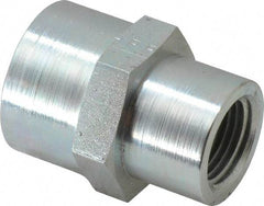 Parker - 3/4 x 1/2 Female Thread, Zinc Plated Steel Industrial Pipe Coupling - FNPTF, 4,000 psi - Eagle Tool & Supply