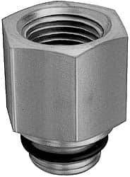 Parker - 1-3/16 - 12 Male Thread x 1/2 Female Thread, Zinc Plated Steel Industrial Pipe Adapter - Male Straight Thread O-Ring x Female NPTF, 5,000 psi - Eagle Tool & Supply