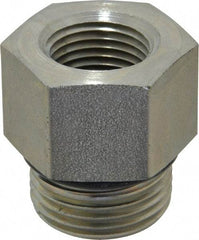Parker - 1-1/16 - 12 Male Thread x 1/2 Female Thread, Zinc Plated Steel Industrial Pipe Adapter - Male Straight Thread O-Ring x Female NPTF, 5,000 psi - Eagle Tool & Supply