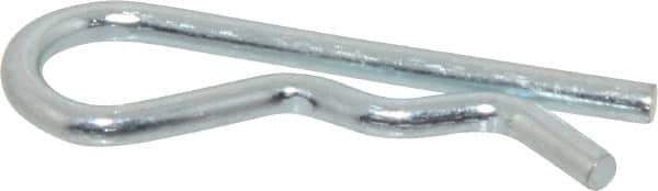 Made in USA - 1/2 to 3/4" Shaft Diam, 1-15/16" Long, 1/8" Wire Diam, Hair Pin Cotter - MB Grade 2 Spring Steel, Zinc-Plated Finish - Eagle Tool & Supply