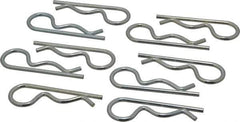 Made in USA - 5/8 to 7/8" Shaft Diam, 2-1/2" Long, 1/8" Wire Diam, Hair Pin Cotter - MB Grade 2 Spring Steel, Zinc-Plated Finish - Eagle Tool & Supply