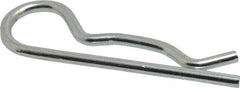 Made in USA - 1/2 to 5/8" Shaft Diam, 3" Long, 0.148" Wire Diam, Hair Pin Cotter - MB Grade 2 Spring Steel, Zinc-Plated Finish - Eagle Tool & Supply