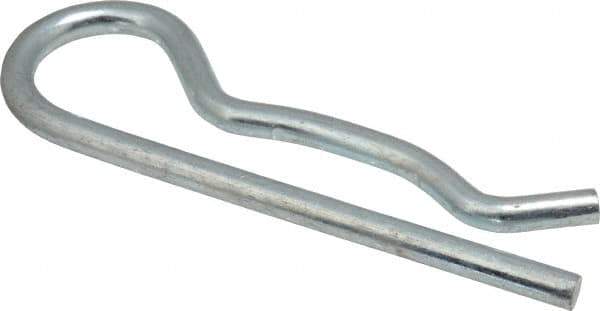 Made in USA - 1/2 to 5/8" Shaft Diam, 3" Long, 0.162" Wire Diam, Hair Pin Cotter - MB Grade 2 Spring Steel, Zinc-Plated Finish - Eagle Tool & Supply