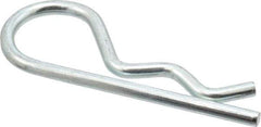 Made in USA - 5/8 to 1" Shaft Diam, 3-1/4" Long, 0.177" Wire Diam, Hair Pin Cotter - MB Grade 2 Spring Steel, Zinc-Plated Finish - Eagle Tool & Supply