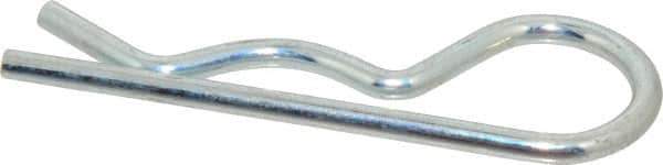 Made in USA - 7/8 to 1-1/4" Shaft Diam, 3-3/4" Long, 0.177" Wire Diam, Hair Pin Cotter - MB Grade 2 Spring Steel, Zinc-Plated Finish - Eagle Tool & Supply