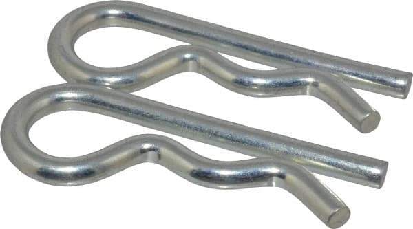 Made in USA - 7/8 to 1" Shaft Diam, 4-1/16" Long, 0.31" Wire Diam, Hair Pin Cotter - MB Grade 2 Spring Steel, Zinc-Plated Finish - Eagle Tool & Supply
