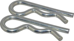 Made in USA - 7/8 to 1" Shaft Diam, 4-1/16" Long, 0.31" Wire Diam, Hair Pin Cotter - MB Grade 2 Spring Steel, Zinc-Plated Finish - Eagle Tool & Supply