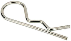 Made in USA - 3/16 to 1/4" Shaft Diam, 1" Long, 0.042" Wire Diam, Hair Pin Cotter - MB Grade 2 Spring Steel, Zinc-Plated Finish - Eagle Tool & Supply