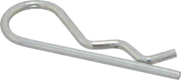 Made in USA - 1/4 to 1/2" Shaft Diam, 1-5/16" Long, 1/16" Wire Diam, Hair Pin Cotter - MB Grade 2 Spring Steel, Zinc-Plated Finish - Eagle Tool & Supply