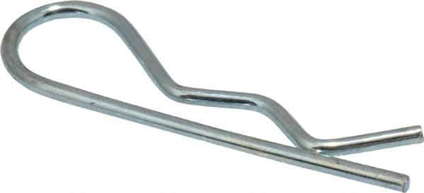 Made in USA - 3/8 to 1/2" Shaft Diam, 1-9/16" Long, 1/16" Wire Diam, Hair Pin Cotter - MB Grade 2 Spring Steel, Zinc-Plated Finish - Eagle Tool & Supply