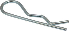 Made in USA - 3/8 to 1/2" Shaft Diam, 1-9/16" Long, 1/16" Wire Diam, Hair Pin Cotter - MB Grade 2 Spring Steel, Zinc-Plated Finish - Eagle Tool & Supply