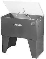 Graymills - Free Standing Solvent-Based Parts Washer - 40 Gal Max Operating Capacity, Steel Tank, 38" (Lid Close)/60" (Lid Open) High x 42" Long x 22" Wide, 115 Input Volts - Eagle Tool & Supply