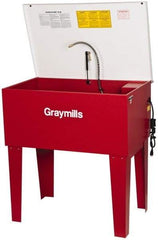 Graymills - Free Standing Solvent-Based Parts Washer - 15 Gal Max Operating Capacity, Steel Tank, 38-1/2" (Lid Close)/60" (Lid Open) High x 36" Long x 22" Wide, 115 Input Volts - Eagle Tool & Supply