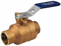 NIBCO - 1-1/4" Pipe, Full Port, Bronze Standard Ball Valve - 2 Piece, Inline - One Way Flow, Soldered x Soldered Ends, Locking Lever Handle, 600 WOG, 150 WSP - Eagle Tool & Supply