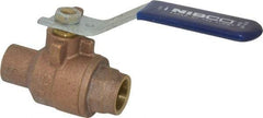 NIBCO - 1/2" Pipe, Full Port, Bronze Standard Ball Valve - 2 Piece, Inline - One Way Flow, Soldered x Soldered Ends, Lever Handle, 600 WOG, 150 WSP - Eagle Tool & Supply