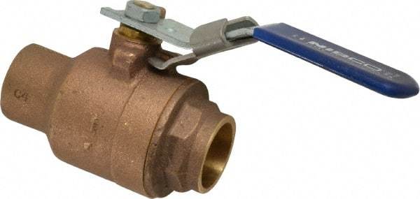 NIBCO - 1" Pipe, Full Port, Bronze Standard Ball Valve - 2 Piece, Inline - One Way Flow, Soldered x Soldered Ends, Locking Lever Handle, 600 WOG, 150 WSP - Eagle Tool & Supply