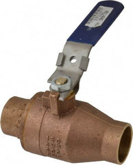 NIBCO - 1-1/2" Pipe, Full Port, Bronze Standard Ball Valve - 2 Piece, Inline - One Way Flow, Soldered x Soldered Ends, Locking Lever Handle, 600 WOG, 150 WSP - Eagle Tool & Supply
