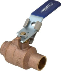 NIBCO - 3/4" Pipe, Full Port, Bronze Standard Ball Valve - 2 Piece, Inline - One Way Flow, Soldered x Soldered Ends, Locking Lever Handle, 600 WOG, 150 WSP - Eagle Tool & Supply