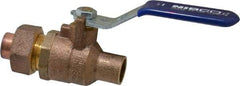 NIBCO - 1/2" Pipe, Full Port, Bronze Single Union Ends Ball Valve - 2 Piece, Inline - One Way Flow, Soldered x Soldered Ends, Lever Handle, 600 WOG, 150 WSP - Eagle Tool & Supply