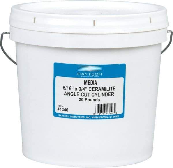 Raytech - Ceramic Plastic Blend Carrier, Polishing Tumbling Media - Cylinder Shape, Wet Operation, 5/16" Long x 3/4" High - Eagle Tool & Supply