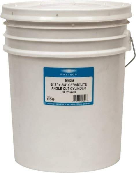 Raytech - Ceramic Plastic Blend Carrier, Polishing Tumbling Media - Cylinder Shape, Wet Operation, 5/16" Long x 3/4" High - Eagle Tool & Supply