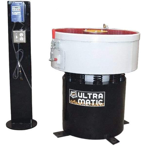 Made in USA - 2 hp, Wet/Dry Operation Vibratory Tumbler - Adjustable Amplitude, Flow Through Drain - Eagle Tool & Supply