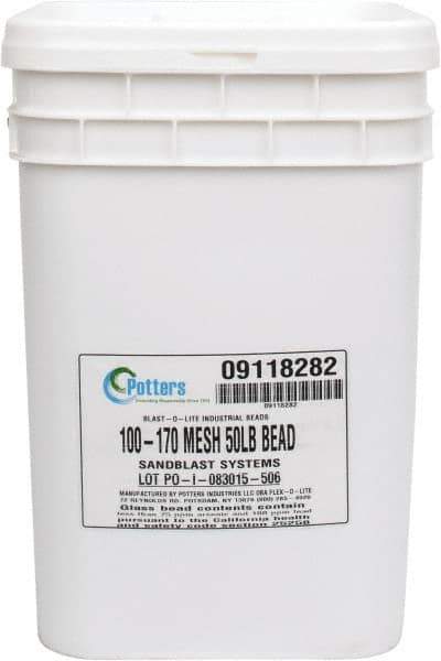 Made in USA - Medium/Fine Grade Smooth Glass Bead - 100 to 170 Grit, 50 Lb Pail - Eagle Tool & Supply