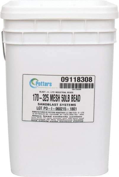 Made in USA - Fine Grade Smooth Glass Bead - 170 to 325 Grit, 50 Lb Pail - Eagle Tool & Supply