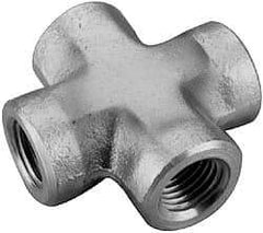 Parker - 1/4 Female Thread, Zinc Plated Steel Industrial Pipe Female Cross - FNPTF, 5,000 psi - Eagle Tool & Supply