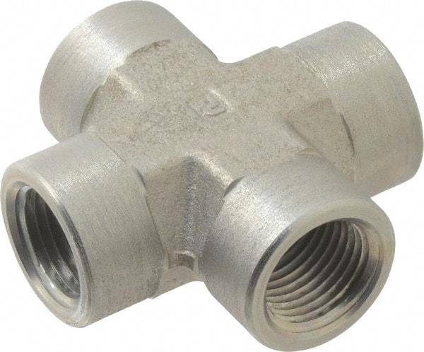 Parker - 1/2 Female Thread, Zinc Plated Steel Industrial Pipe Female Cross - FNPTF, 3,000 psi - Eagle Tool & Supply