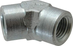 Parker - 1/4 Female Thread, Zinc Plated Steel Industrial Pipe 45° Female Elbow - FNPTF, 5,000 psi - Eagle Tool & Supply