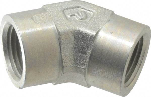 Parker - 3/8 Female Thread, Zinc Plated Steel Industrial Pipe 45° Female Elbow - FNPTF, 4,500 psi - Eagle Tool & Supply
