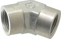 Parker - 3/8 Female Thread, Zinc Plated Steel Industrial Pipe 45° Female Elbow - FNPTF, 4,500 psi - Eagle Tool & Supply