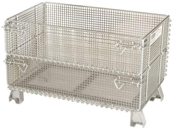 Nashville Wire - 32" Long x 20" Wide x 16" High Steel Basket-Style Bulk Folding Wire Mesh Container - 1,000 Lb. Load Capacity - Eagle Tool & Supply