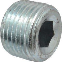 Parker - 1/2 Male Thread, Zinc Plated Steel Industrial Pipe Hollow Hex Plug - MNPTF, 6,000 psi - Eagle Tool & Supply