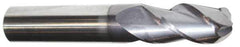 Accupro - 11/16" Diam, 1-1/2" LOC, 3 Flute Solid Carbide Ball End Mill - AlTiN Finish, Single End, 4" OAL, 3/4" Shank Diam, Spiral Flute - Eagle Tool & Supply