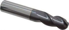 Accupro - 5/8" Diam, 1-1/4" LOC, 3 Flute Solid Carbide Ball End Mill - AlTiN Finish, Single End, 3-1/2" OAL, 5/8" Shank Diam, Spiral Flute - Eagle Tool & Supply