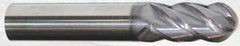 Accupro - 1" Diam, 2-1/4" LOC, 4 Flute Solid Carbide Ball End Mill - AlTiN Finish, Single End, 5" OAL, 1" Shank Diam, Spiral Flute - Eagle Tool & Supply