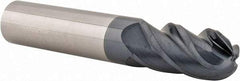 Accupro - 1/2" Diam, 1" LOC, 4 Flute Solid Carbide Ball End Mill - AlTiN Finish, Single End, 3" OAL, 1/2" Shank Diam, Spiral Flute - Eagle Tool & Supply