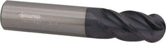Accupro - 1/4" Diam, 1-1/2" LOC, 4 Flute Solid Carbide Ball End Mill - nACRo Finish, Single End, 4" OAL, 1/4" Shank Diam, Spiral Flute - Eagle Tool & Supply