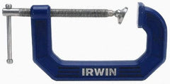 Irwin - Regular-Duty 5" Max Opening, 3-1/4" Throat Depth, Cast Iron Standard C-Clamp - 1,500 Lb Capacity, 0" Min Opening, Standard Throat Depth - Eagle Tool & Supply