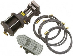 Heinrich - 6" Jaw Width, 7-3/8" Jaw Opening Capacity, Horizontal Stationary Machine Vise - Air Operation, 1 Station, 6-17/32" High x 2-1/2" Deep, 13/16" Jaw Height - Eagle Tool & Supply
