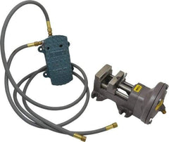 Heinrich - 3" Jaw Width, 3-1/8" Jaw Opening Capacity, Horizontal Stationary Machine Vise - Air Operation, 1 Station, 6-1/8" Long x 5-3/8" High x 1-1/4" Deep - Eagle Tool & Supply