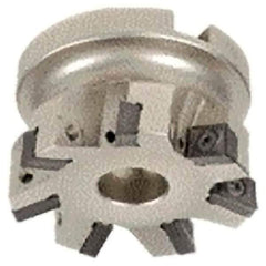 Iscar - 6 Inserts, 2" Cut Diam, 3/4" Arbor Diam, 0.354" Max Depth of Cut, Indexable Square-Shoulder Face Mill - 0/90° Lead Angle, 1.57" High, XCMT Insert Compatibility, Through Coolant, Series IscarPlunger - Eagle Tool & Supply