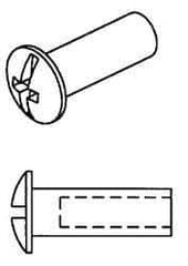 Made in USA - 1/4-20 Thread Barrel, Slotted/Phillips Drive, Stainless Steel Sex Bolt & Binding Post - 1/2" Long Barrel, Grade 18-8 - Eagle Tool & Supply