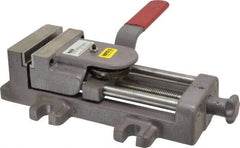 Heinrich - 4" Jaw Opening Capacity x 1-3/8" Throat Depth, Horizontal Drill Press Vise - 4" Wide x 1-3/8" High Jaw, Stationary Base, Standard Speed, 11-3/4" OAL - Eagle Tool & Supply